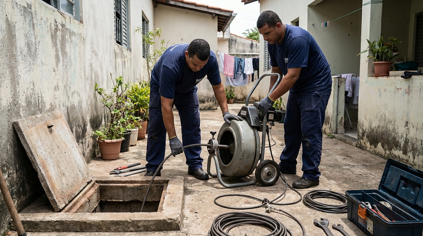 Desentupimento de rede de esgoto em São Luís‑MA