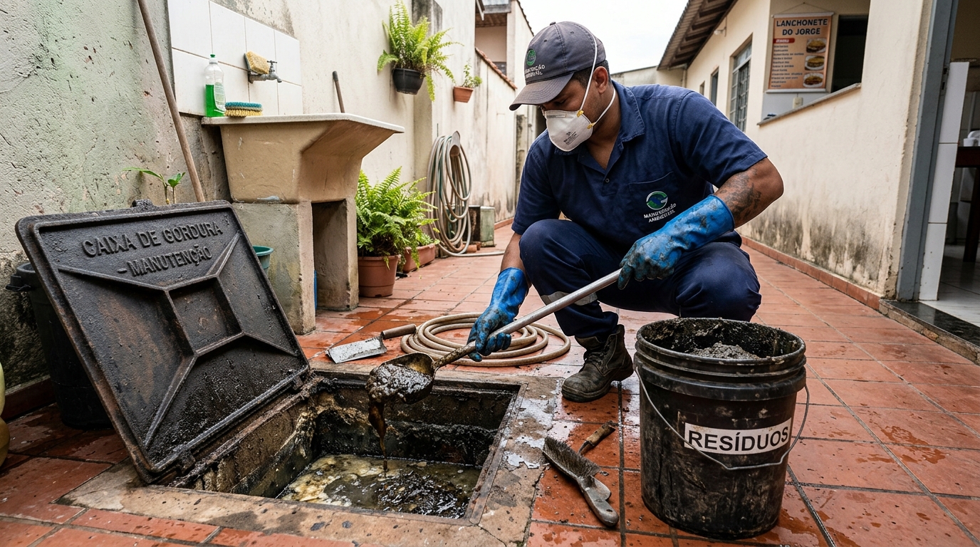 Remoção de resíduos da caixa de gordura em São Luís‑MA