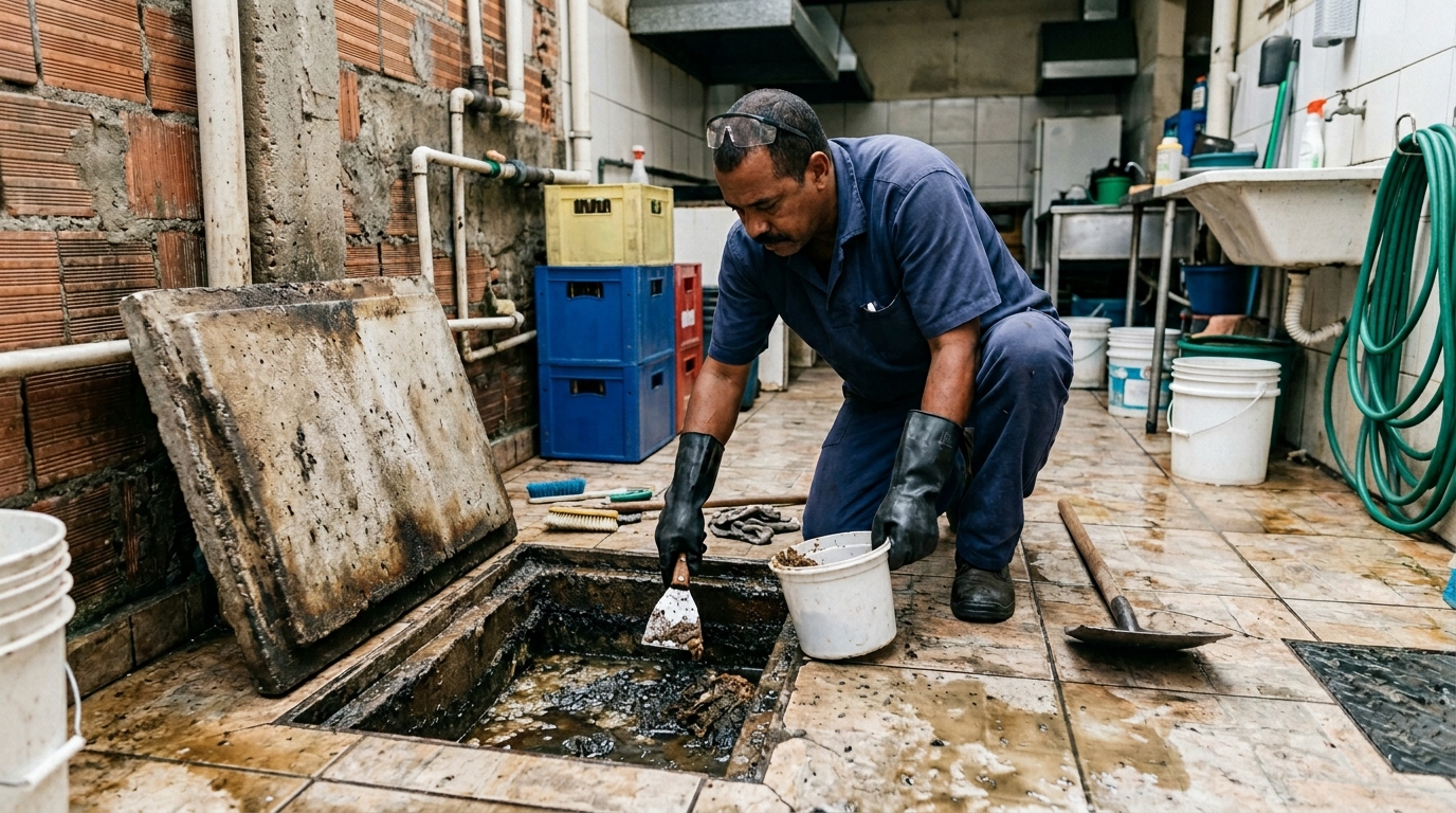 Limpeza de caixa de gordura residencial em São Luís‑MA